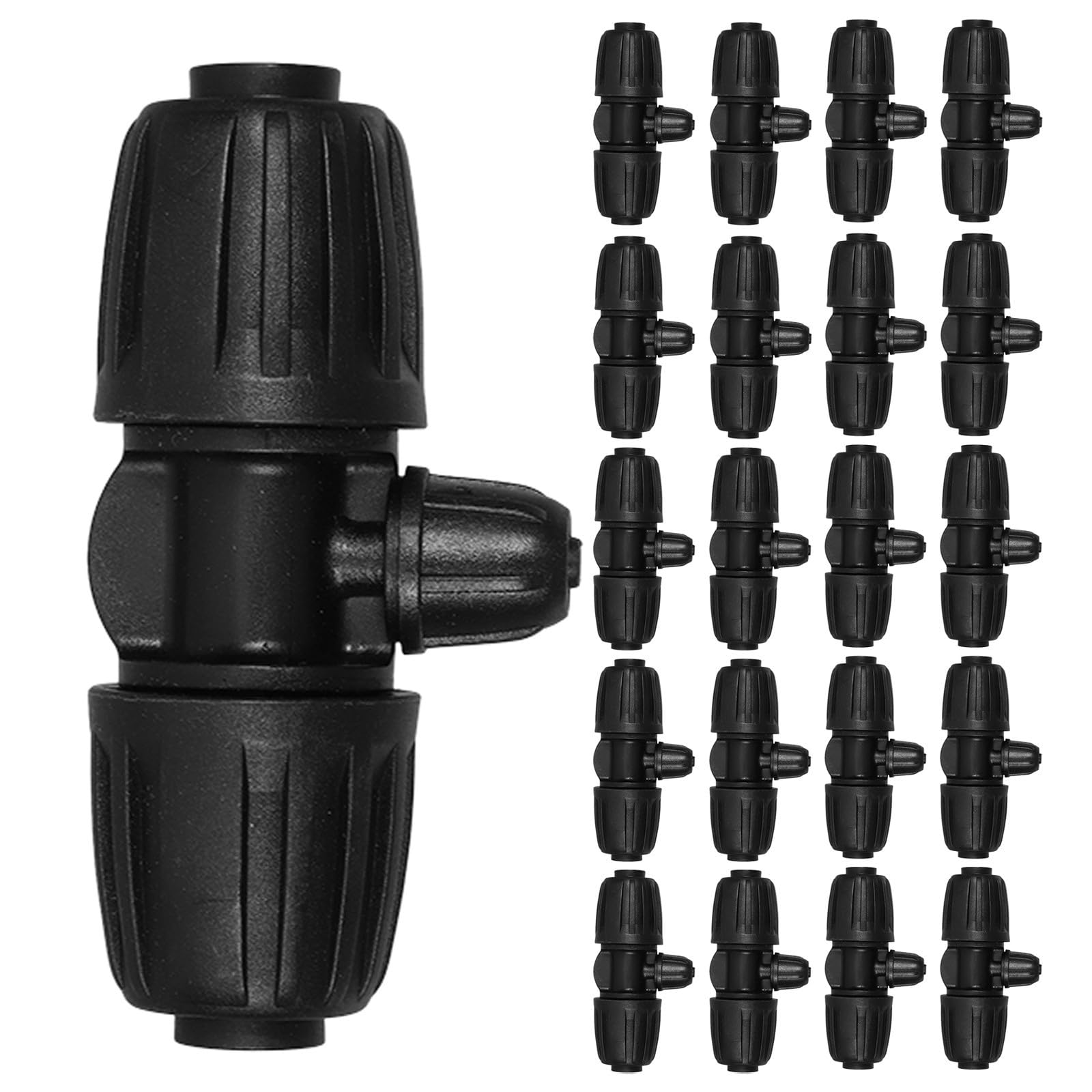 Toddmomy Raccordi per Irrigazione Agricola Divisore a 3 Vie in Pp Nero 30 Pezzi Installazione Facile, Compatibilità Ampia per Impianto Irrigazione Giardino e Tubi Piante