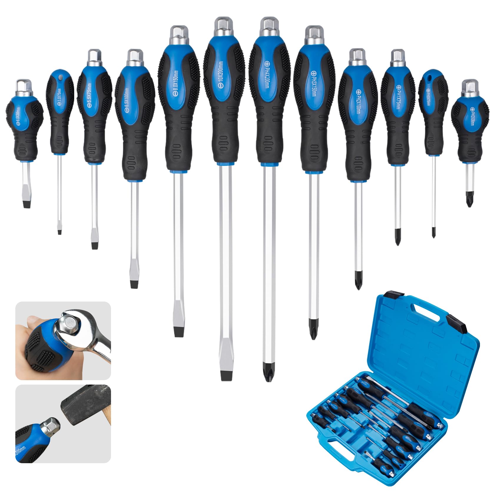 12pc Magnetic Screwdriver Set, with Go-Thru Steel Blades