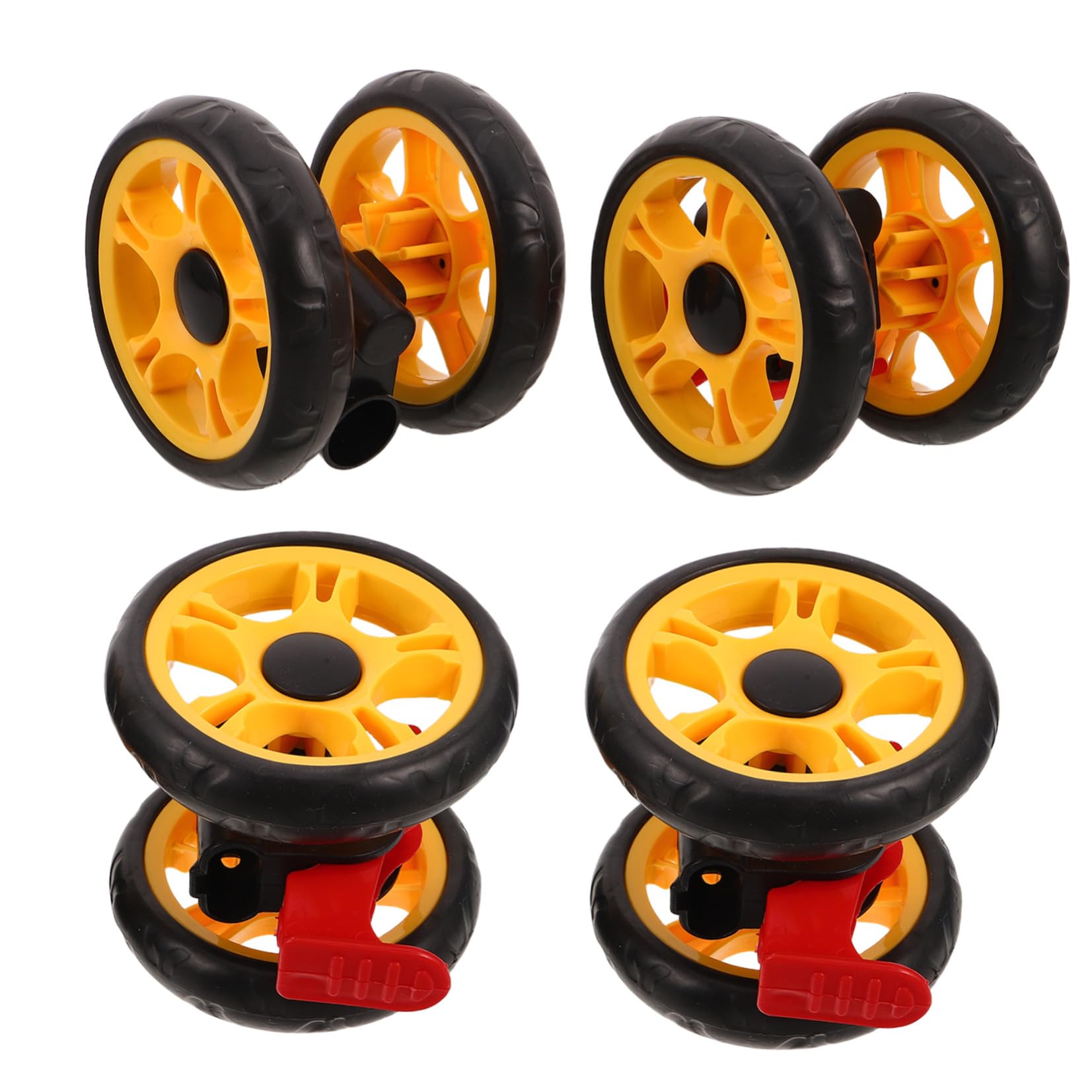Toyvian 4 Pezzi Ruota di Ricambio per Carrello in Plastica Nera con Facile Rotazione e Assorbimento Urti, Adatta a Passeggini e Carrelli per Animali Domestici