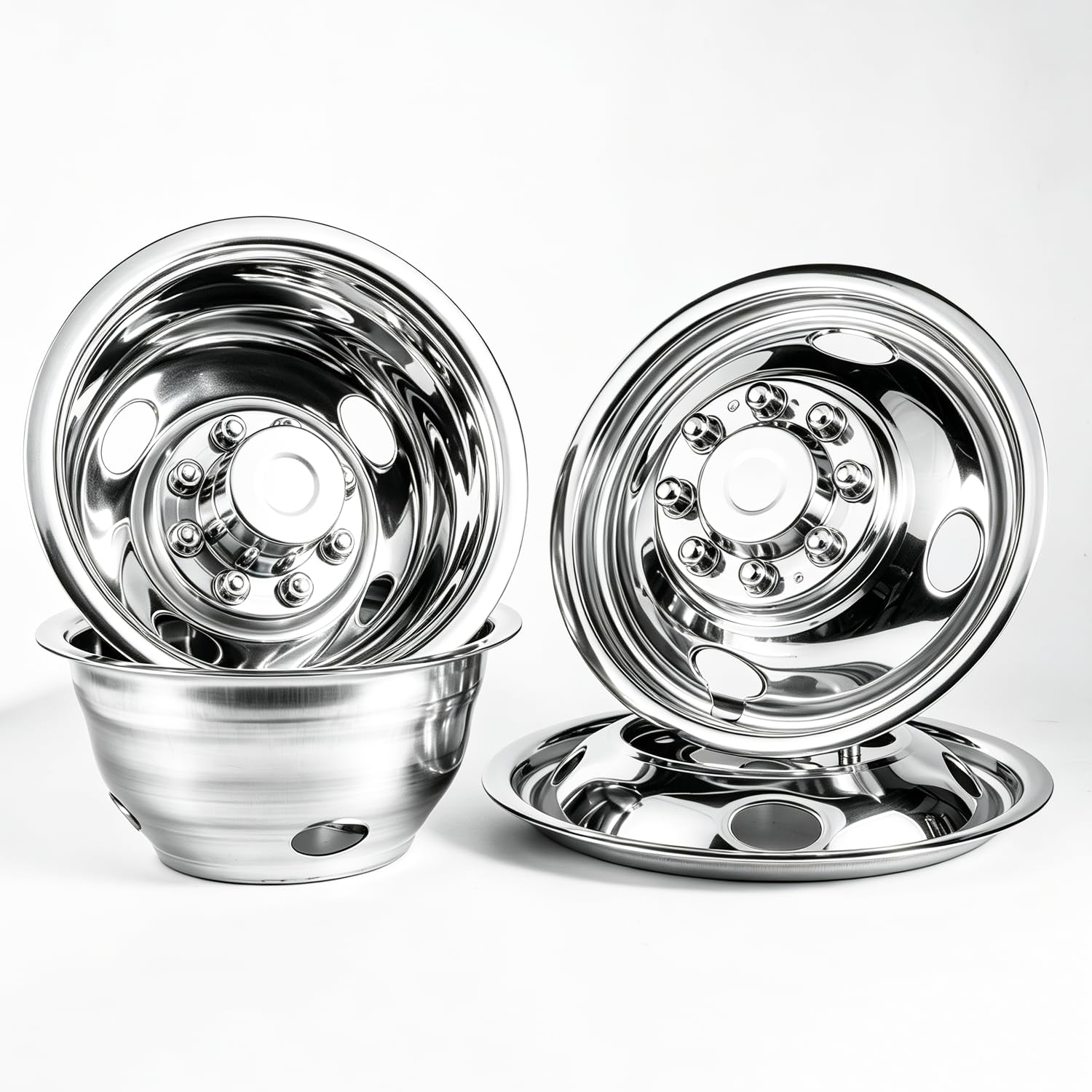 4pcs 16" Polished 304 Stainless Steel Wheel Simulators for F350/E350/E450