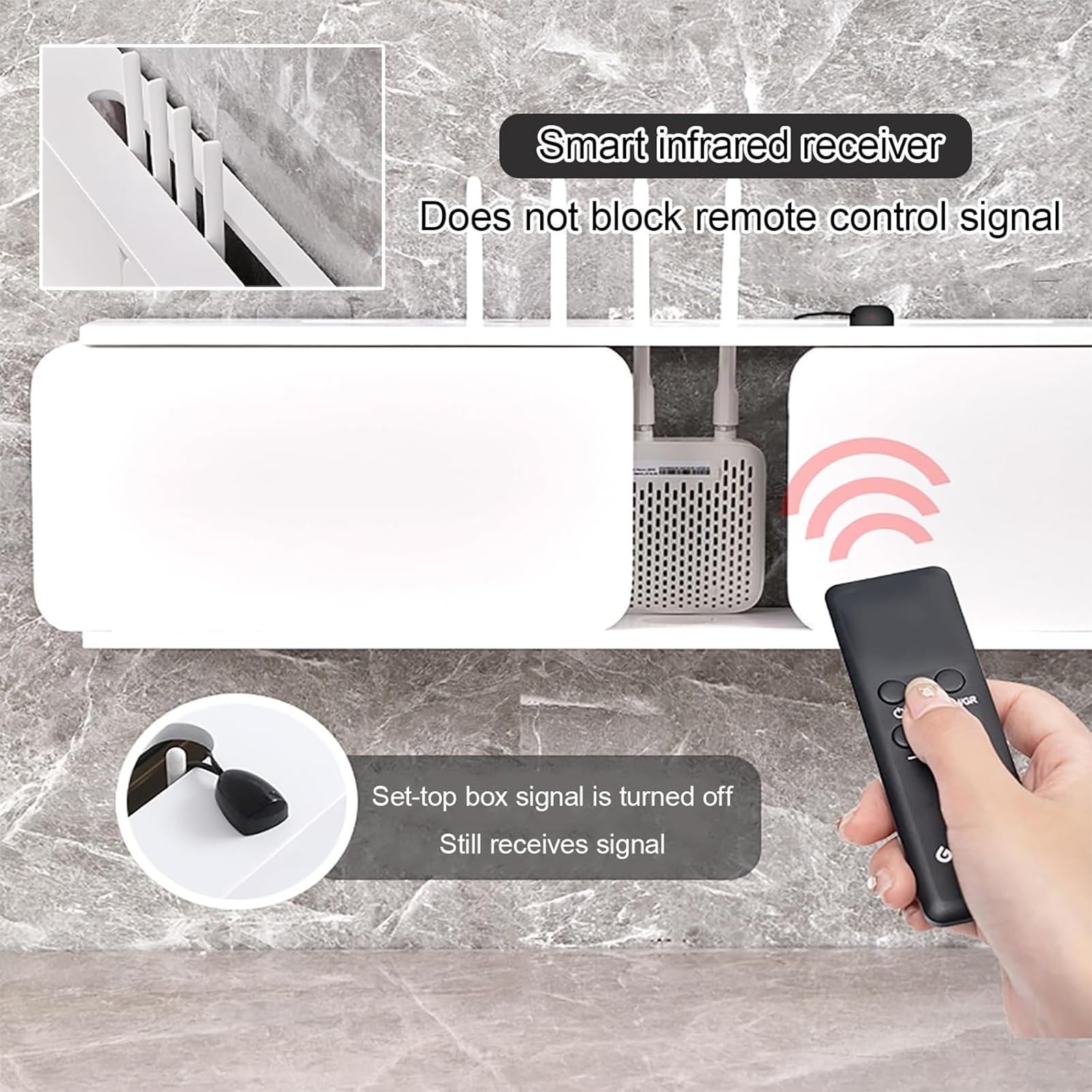 Mueble de Madera for Router WiFi, Caja de Almacenamiento Para Enrutador de Pared, Estante for Módem, Organizador de Cables, Puerta Corredera Tradicional(Wit,80cm/31.5in)
