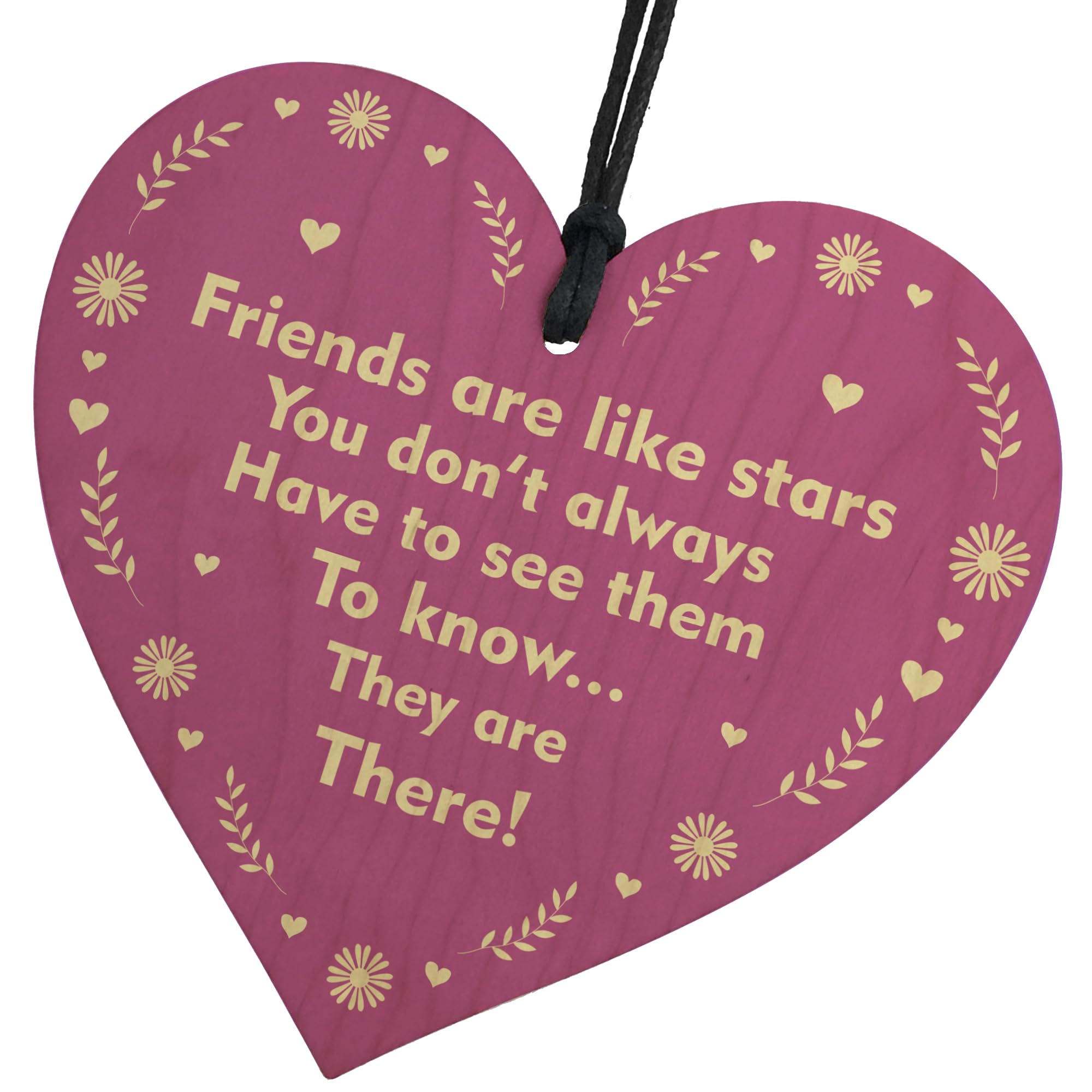 Red Ocean Friends Are Always There Hanging Wooden Heart Present For Women Friendship Gift Birthday Inspirational Quote Special Motivational Decoration Gift For Her