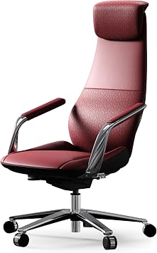 TOMU Luxury Executive Office Chair Genuine Leather Red, Real Top Grain Leather Office Chair with High Back, Comfy and Modern for Executive Luxury Desk, Ergonomic with Adjustable Height,Reclining red