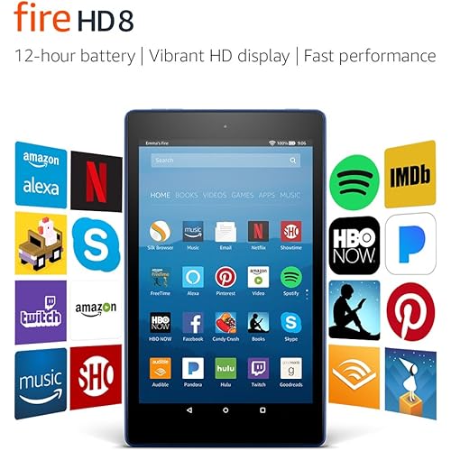 Fire HD 8 Tablet with Alexa, 8" HD Display, 16 GB, Marine Blue - with Special Offers (Previous Generation – 7th)