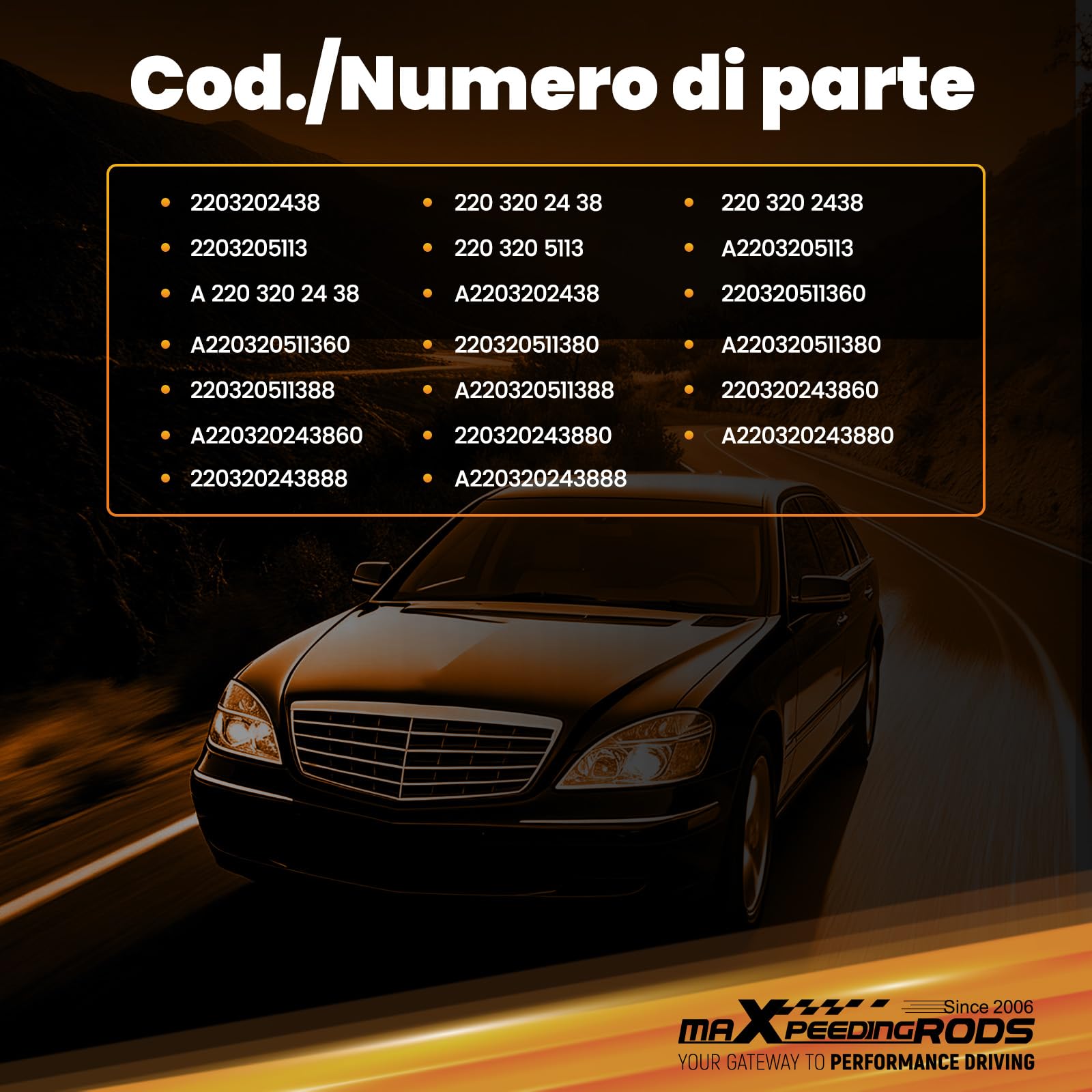 maXpeedingrods Sospensione pneumatica Ammortizzatore per Mercedes S W220 S320 S400 2203205113