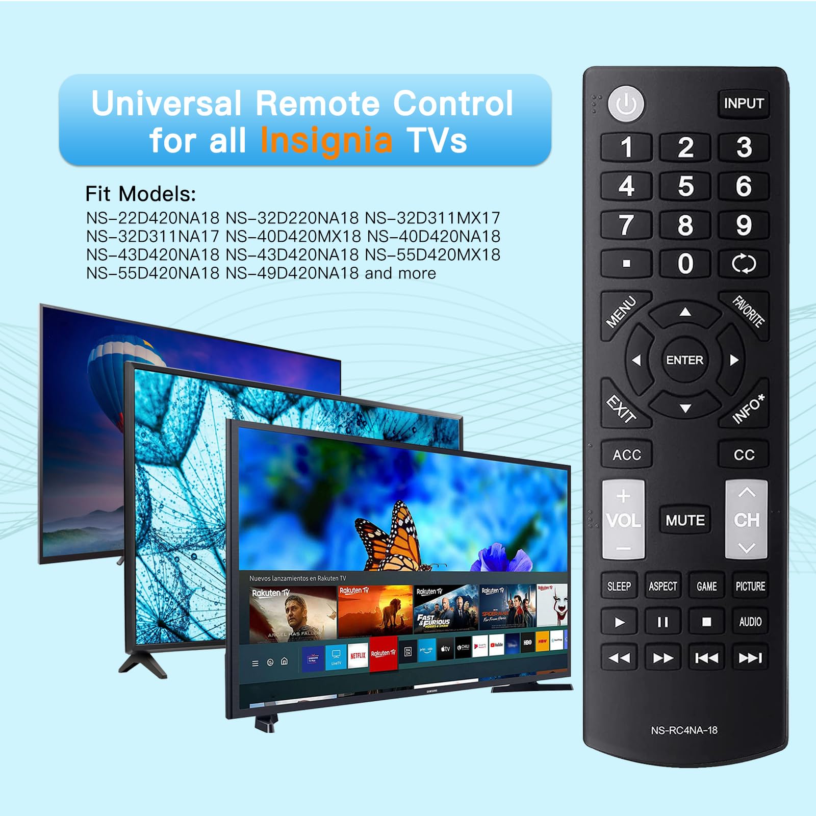 Télécommande universelle de rechange pour télécommande Insignia