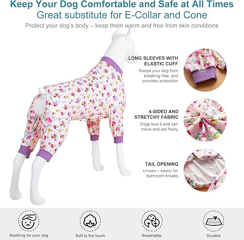 Miniatura 10 de LovinPet Ropa grande para perros Pitbulls, camisa antilamer, pijama para el cuidado de heridas para perros hembras o machos, tela elástica agradable