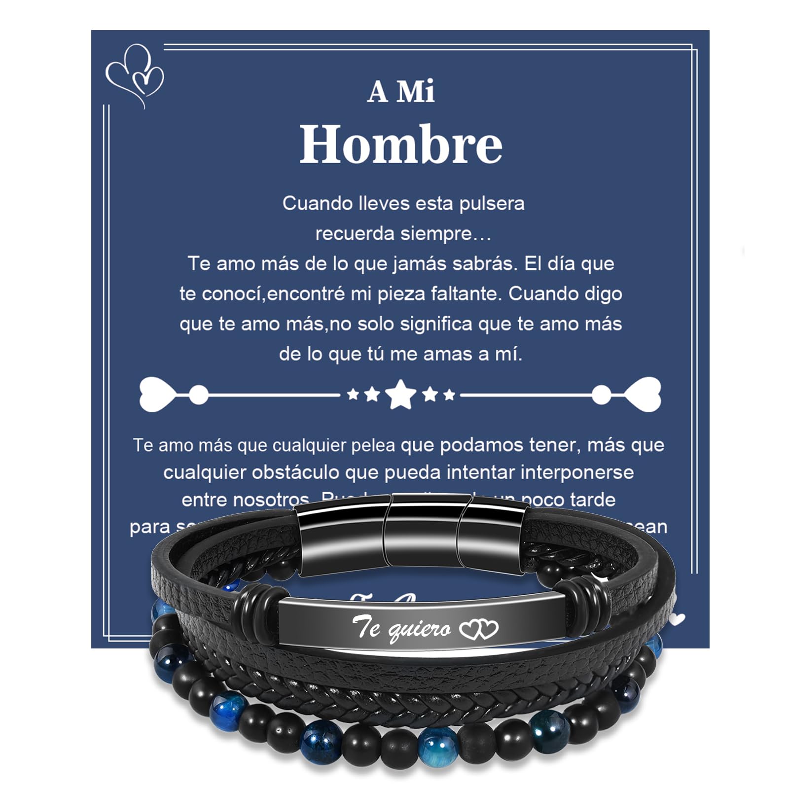 VGWON Bracciale Multistrato In Argento 925 Con Stelle E Perline – Lunghezza Regolabile 16-19 Cm - 2