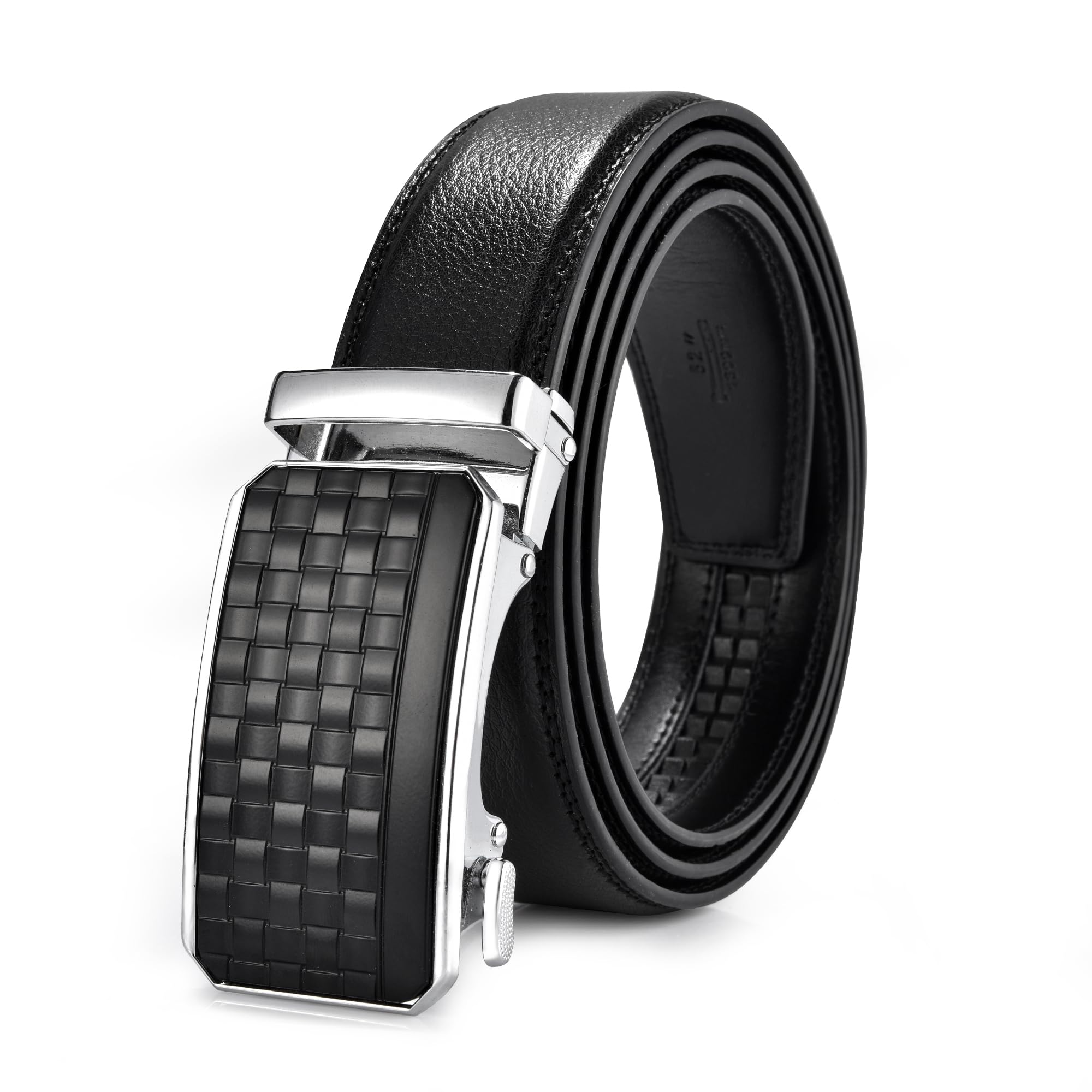 FEFLO Cintura Uomo, Cintura Pelle con Fibbia Automatica cricchétto, Larghezza 35 mm,Taglia Regolata, Adatto per abbigliamento da lavoro e casual