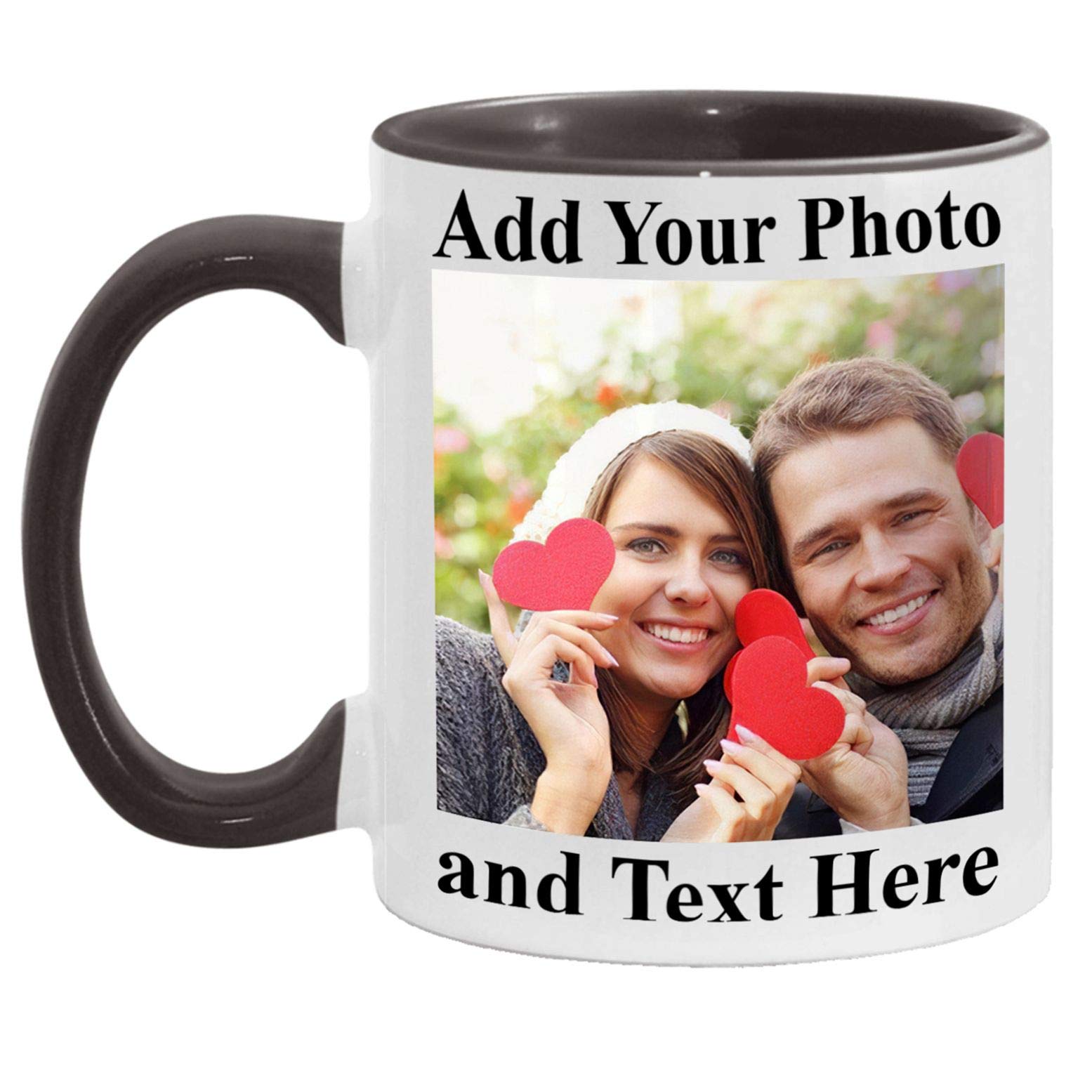 Amazon.com: 最佳個人化禮物個性化圓柱陶瓷11 盎司(約311.8 毫升)黑色現代馬克杯,可自訂圖片或訊息,非常適合生日、婚禮等: 居家與廚房