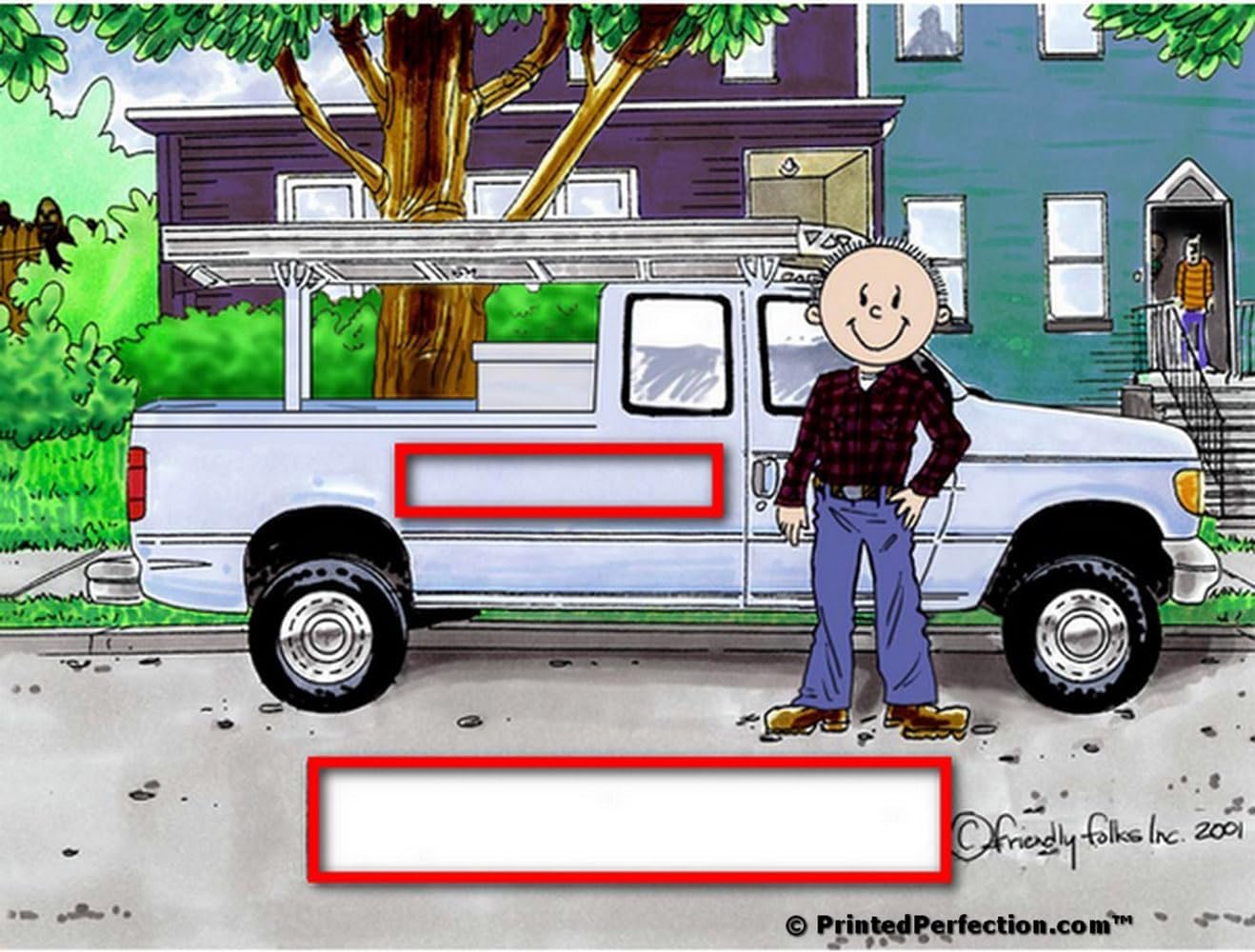 PrintedPerfection.com Personalized Friendly Folks Pick Up Truck, Blue - Male Christmas Snow Globe Ornament