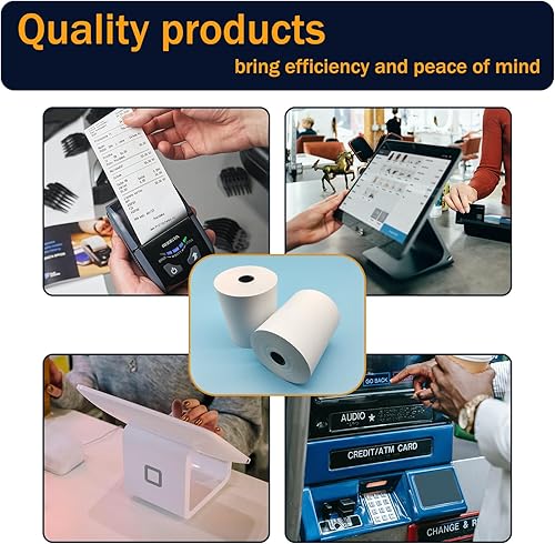 Miniatura 6 de (50 rollos) Rollos de papel térmico de 2 14 x 50 pulgadas, rollos de papel térmico sin BPA, 2.25 pulgadas de ancho y 50 pies de largo por rollo de
