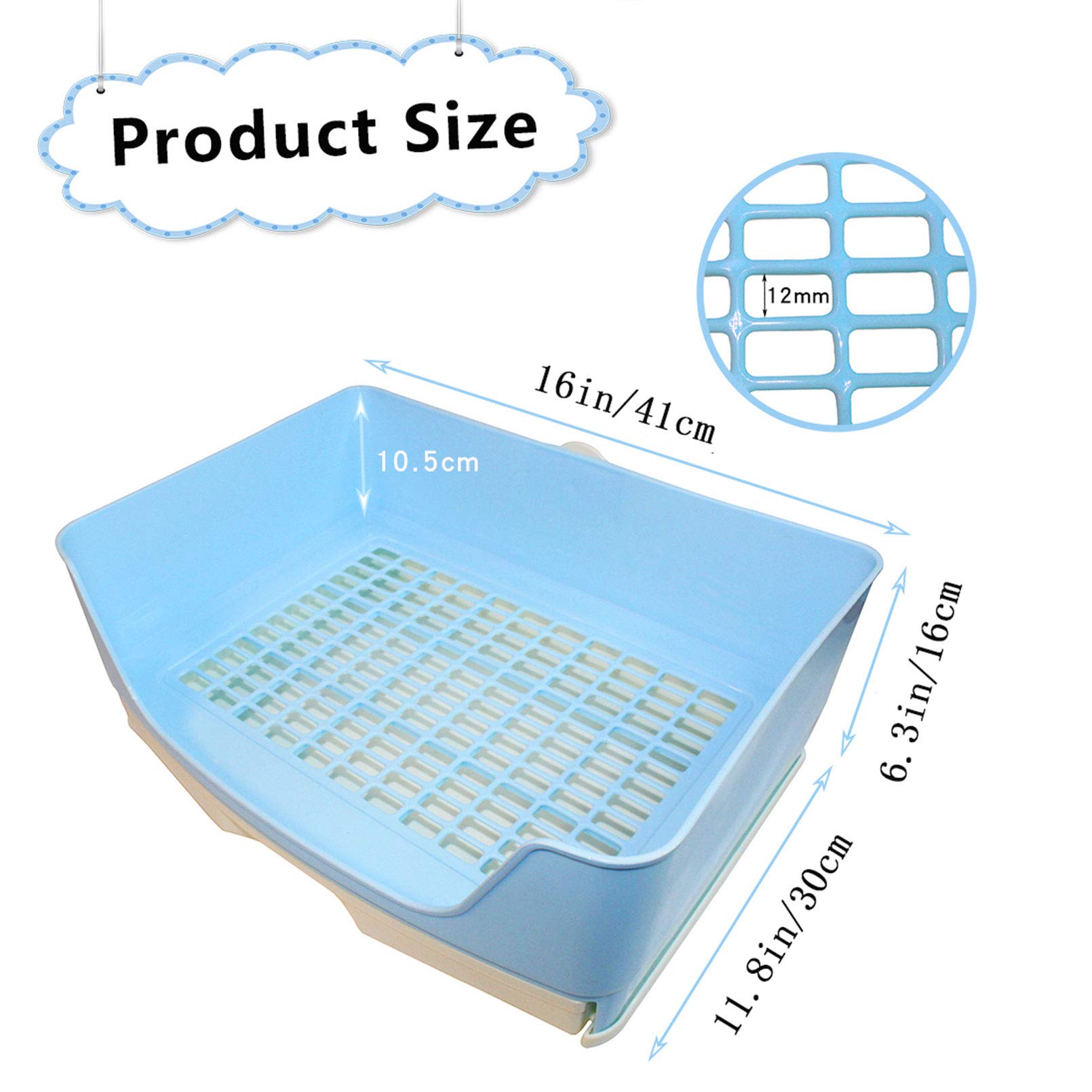 PINVNBY Caja de arena grande para conejos con cajón, bandeja de esquina más grande para conejillo de indias, chinchilla, hurón, animales pequeños (azul)