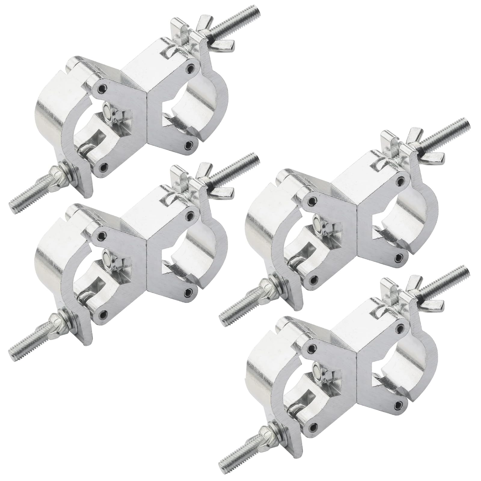 WECAN Aluminium C-Klemme verstellbar 30-35 mm für Moving-Head-Beleuchtung 4er-Pack silberfarben
