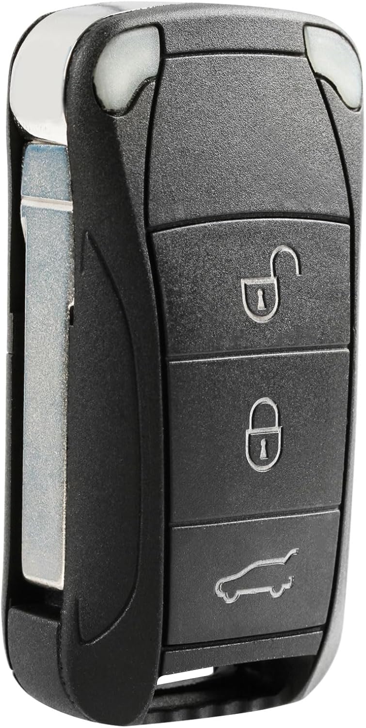 USARemote Key Fob Replacement for 2004 2005 2006 2007 2008 2009 2010 2011 Porsche Cayenne 4-Button Keyless Entry Remote Flip Key KR55WK45032 KR55WK45022 267-104-187