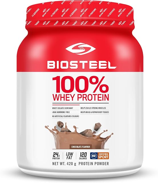 BioSteel 100% Whey Protein Powder, rBGH Hormone Free and Non-GMO Post Workout Formula, Chocolate, 14 Servings