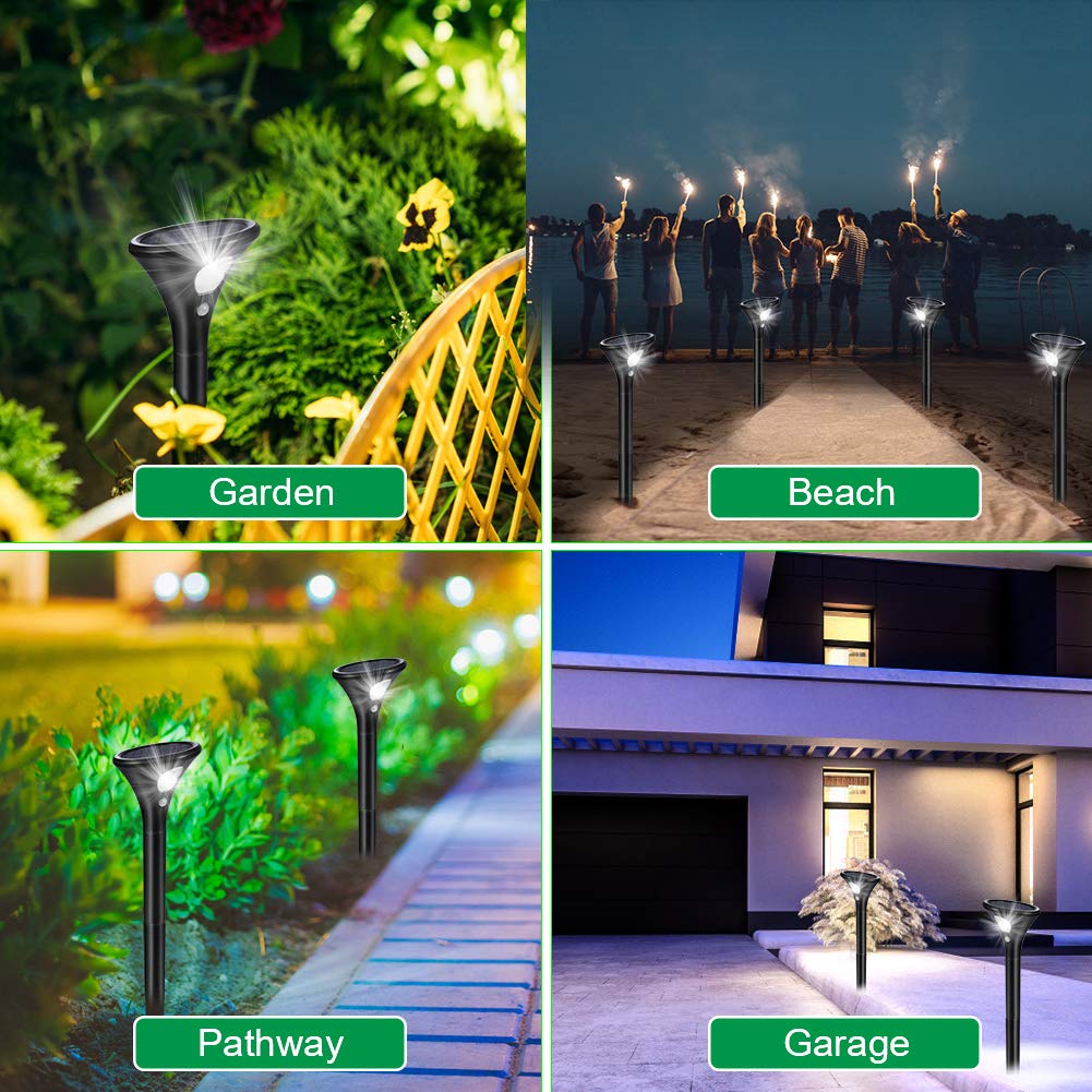 Litake Solarlampen für Außen 4 Stück， Solar Gartenleuchte 2 Modi Solarleuchten mit Bewegungsmelder Wegeleuchte IP65 Wasserdichte Auto Ein/Aus Landschaftslichter Aussenlicht für Garten/Patio/Rasen/Pfad