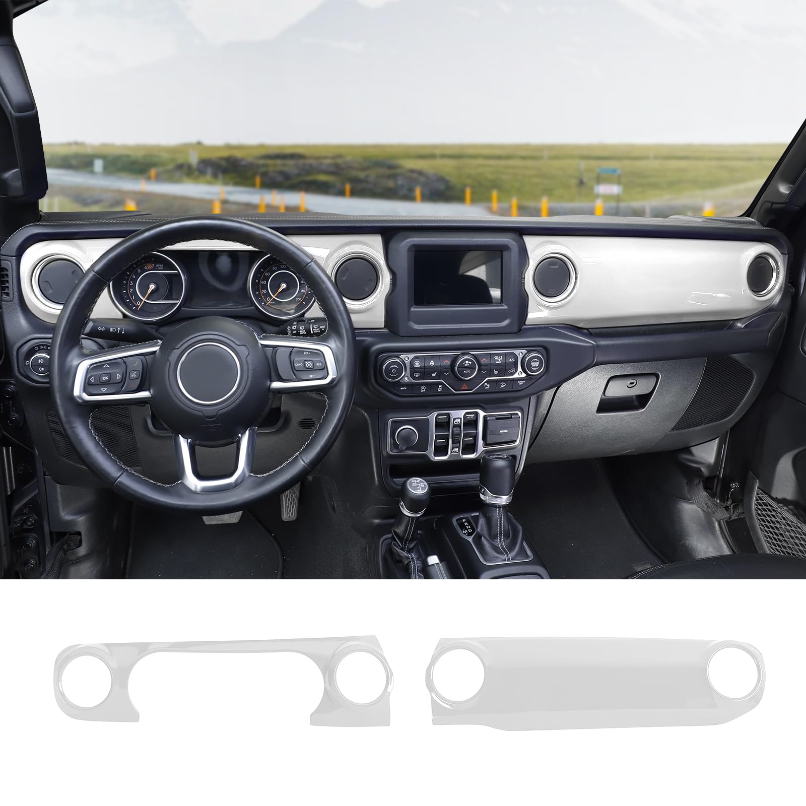 Dashboard Decorative Panel Cover, Center Console Trim Cover Kit for 2018-2023 Jeep Wrangler JL JLU & Jeep Gladiator JT(White)