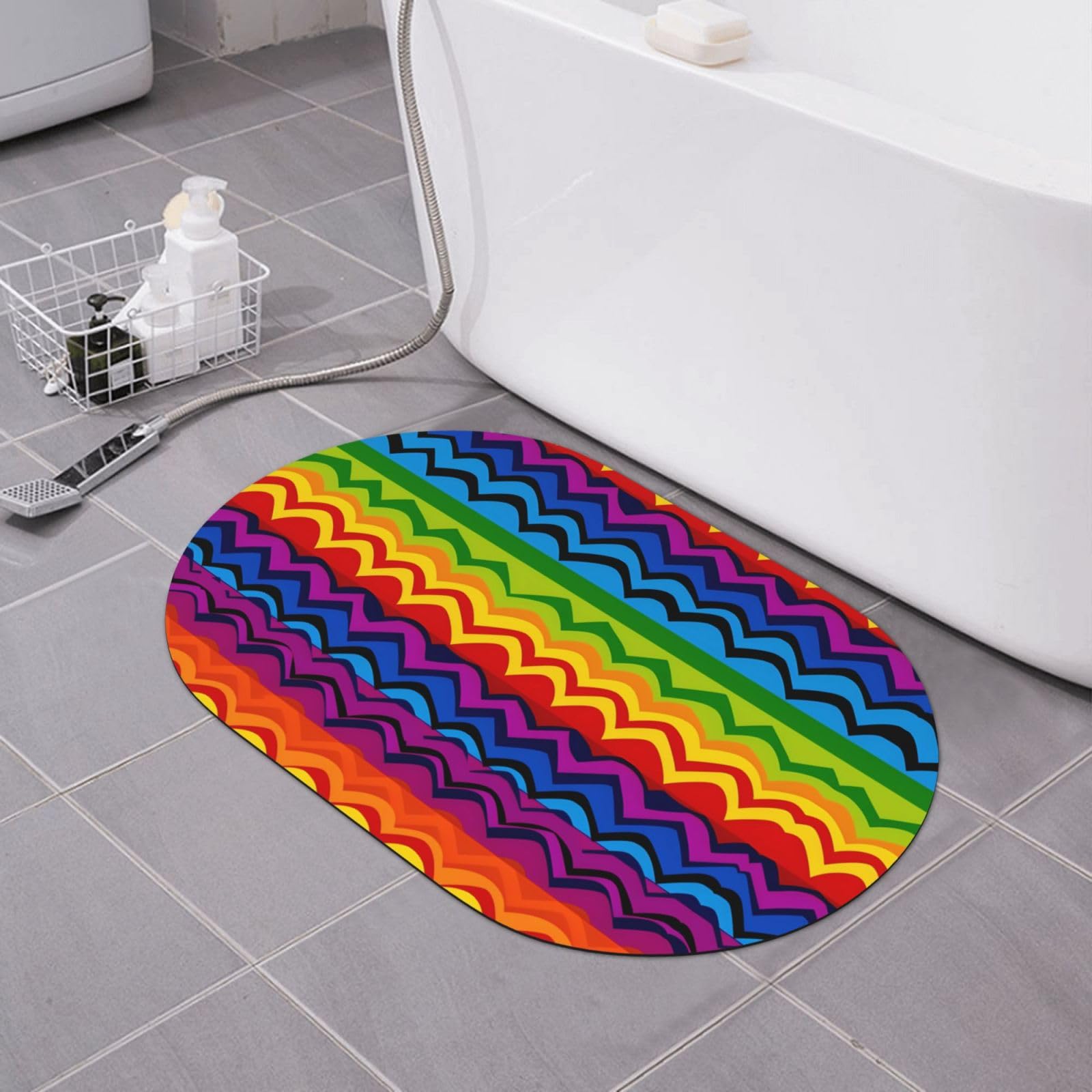Tapis de bain super absorbant Gay Pride arc-en-ciel antidérapant