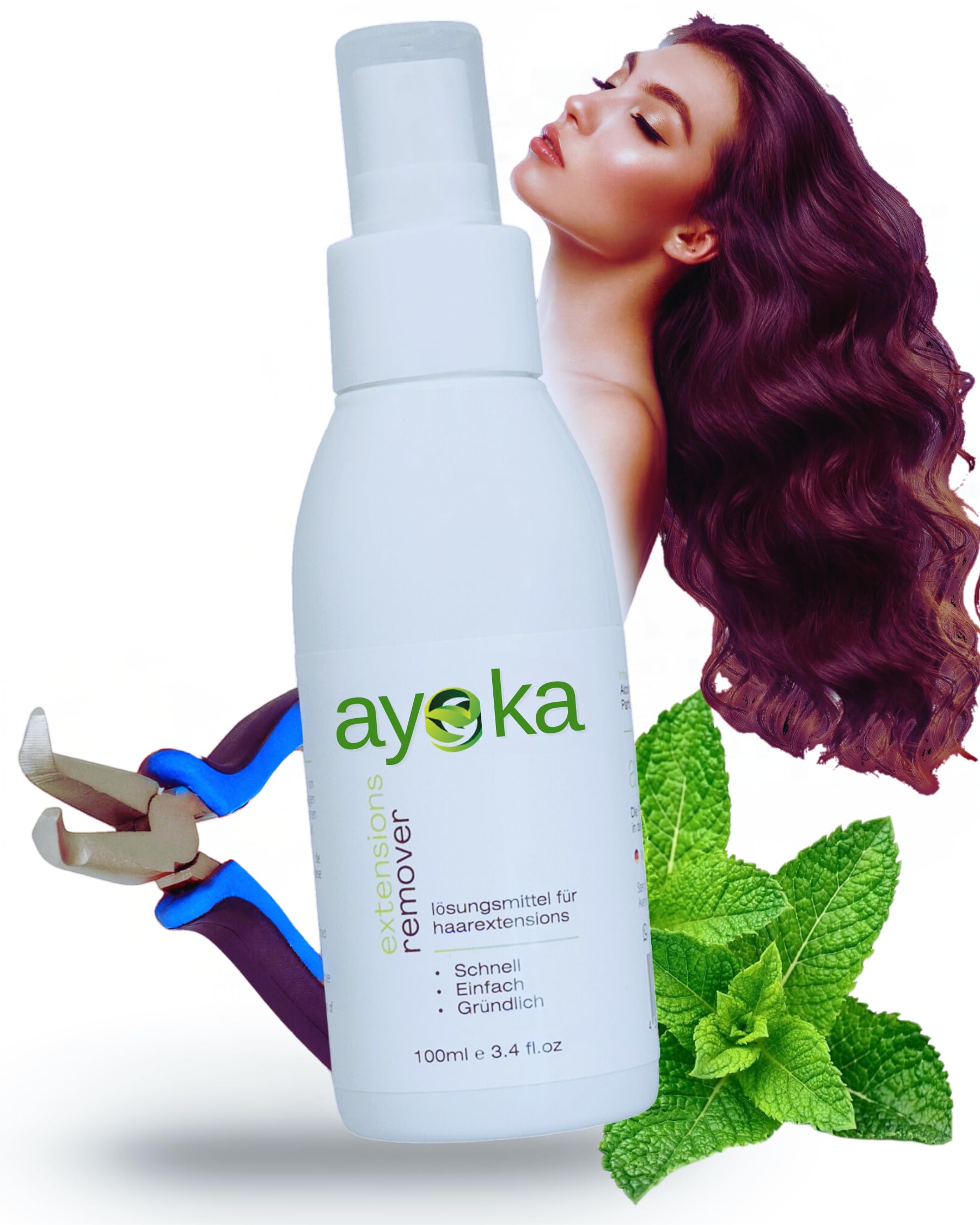 Ayoka Extensions Entferner Set Extra starkes Lösungsmittel für Bonding und Tape Extensions - pflegende Haarentfernung - Löser und Remover für Haarverlängerung 100 ml