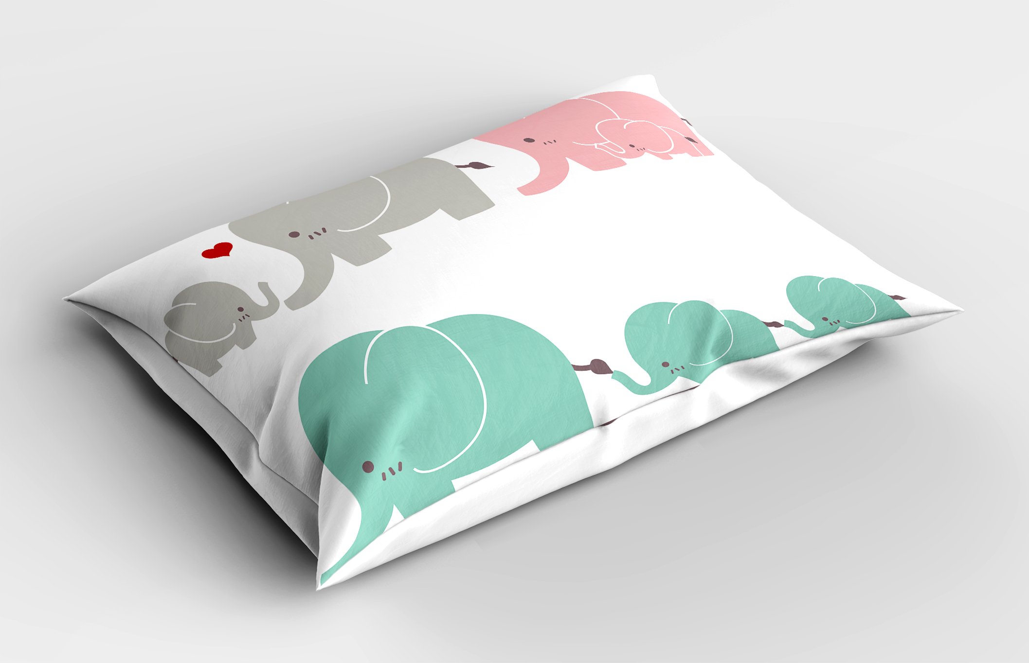 Ambesonne Nursery Pillow Sham, Family Love Theme Elephants Mother's Day Theme Baby Children, Decorative Standard King Size Printed Pillowcase, 36