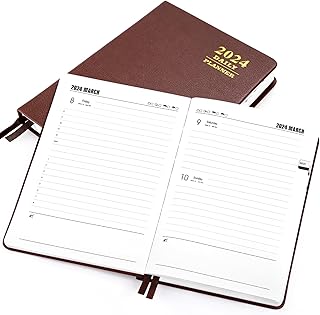 Day to Page Diary 2024 Planner Daily Weekly Monthly Planner Agenda 12 Months Organizer Diary Academic Journal Agenda Schedule Organizer Writing Notebook Day Planners, Brown, A5