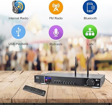 Ocean Digital WR-50 Internet Radio Tuner Component Wi-Fi, Ethernet LAN, Podcasts, Stereo Outputs to Connect Hi-Fi System, Bluetooth Receiver, USB Playback, Remote Control, 2.4 Color Display
