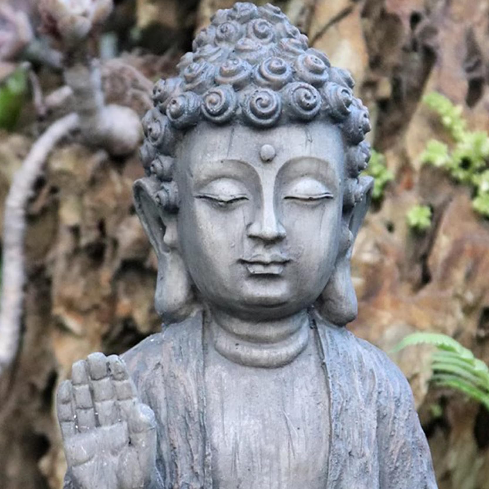 Statua di Buddha da Giardino, Scultura Zen, Decorazione per Interni ed Esterni, Statua di Buddha in Resina retrò (L) 12 x (A) 24 cm, per casa, Patio, Cortile, laghetto.,A