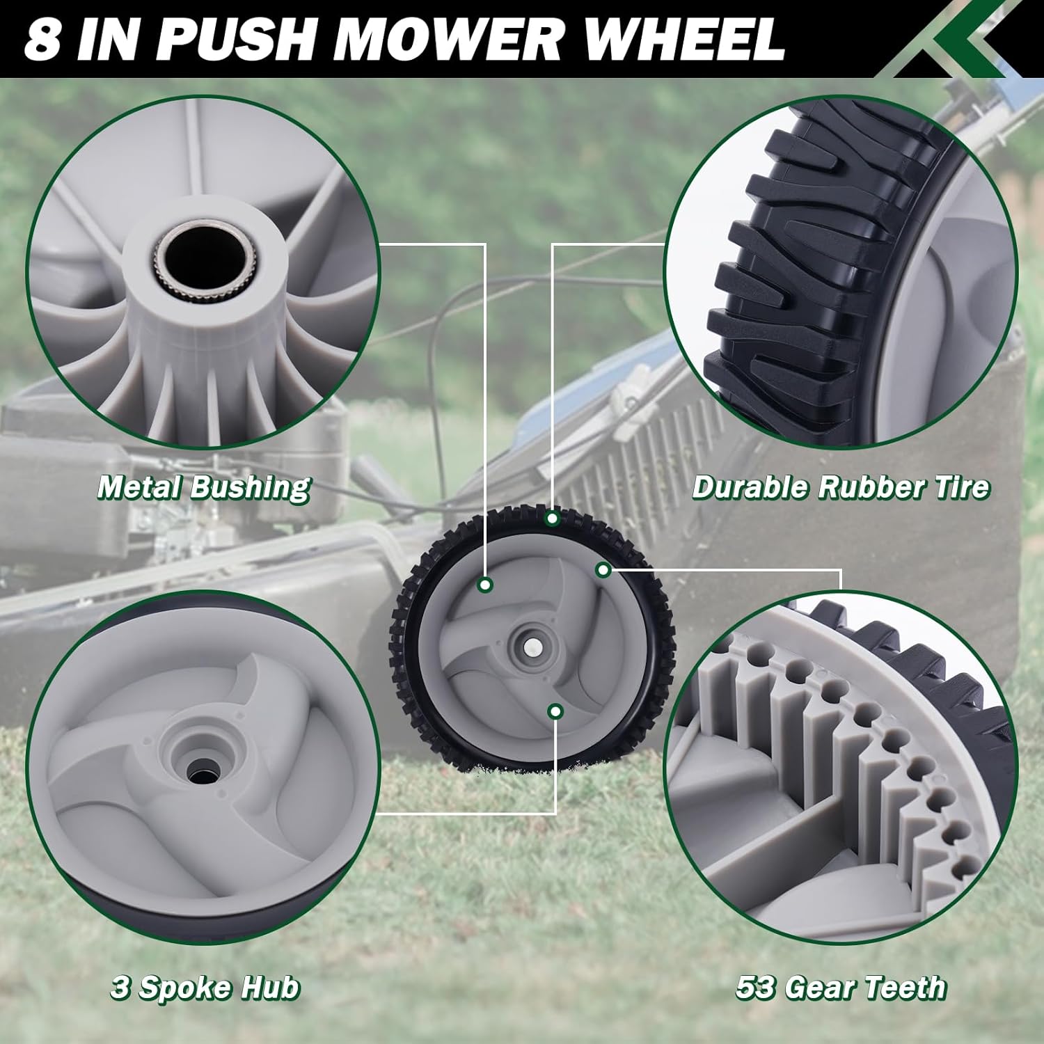 CheeMuii 4 Pack 583719501 Lawn Mower Wheels Kit 8" Push Mower Front Drive Wheels Replace for 532403111 194231x460 401274X460 532402657 etc