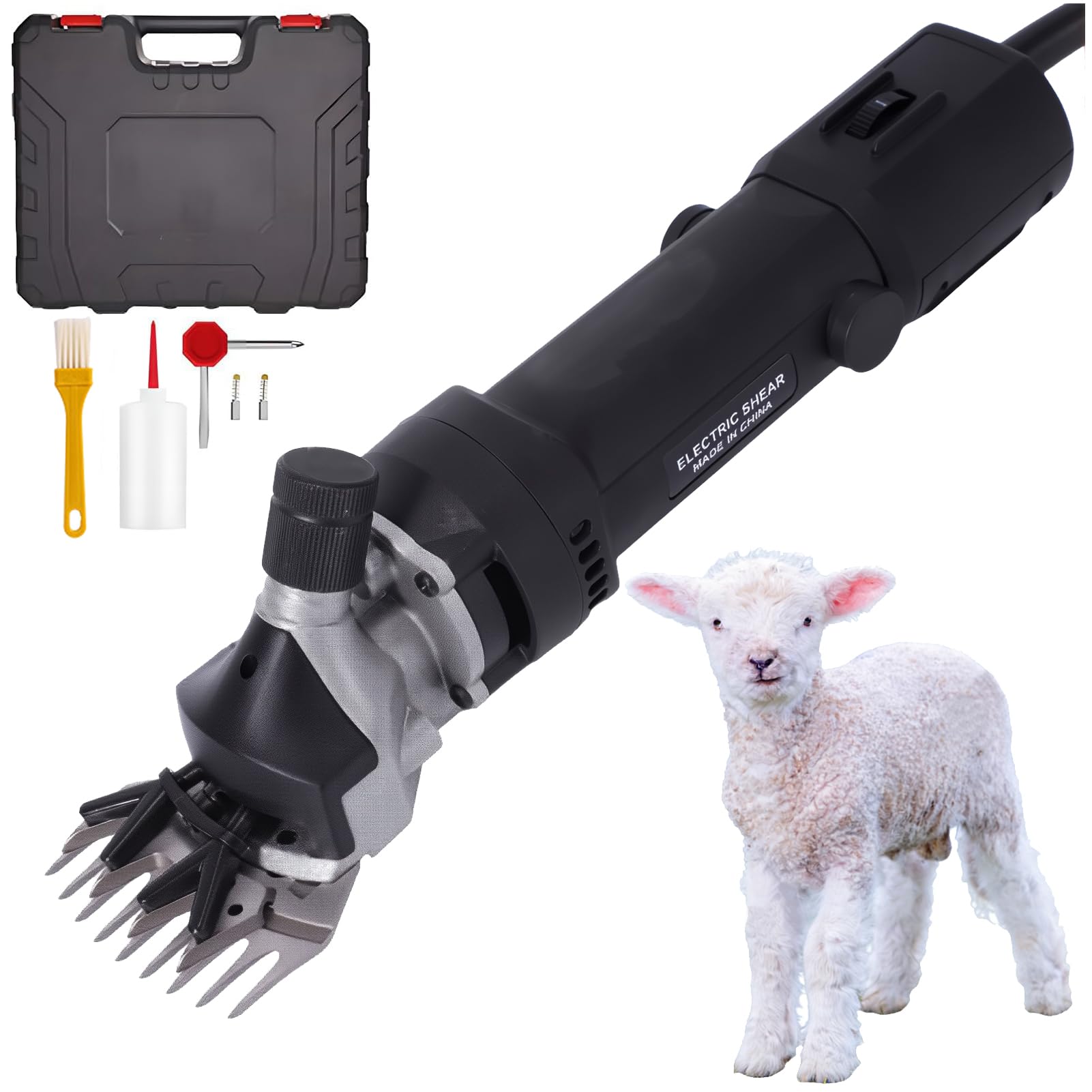 Esquiladora Eléctrica para Ovejas 850W, Cortadora con Ajuste de 6 Velocidades & Cuchilla Profesional de 13 Dientes, Cuchilla de Acero Inoxidable Tijeras Eléctricas para Lana para Cabras Black 9-Teeth