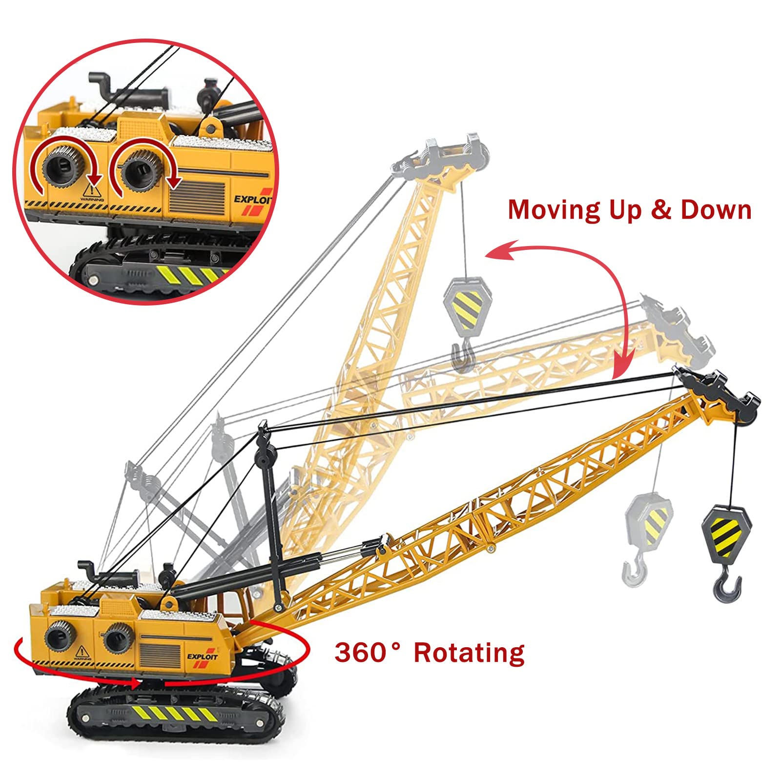 Coolplay Crane Toy Sandbox Truck with Road Sign Set for Kids 1:55 Construction Truck Toy Vehicle for Boys 3 Years Old - Image 2