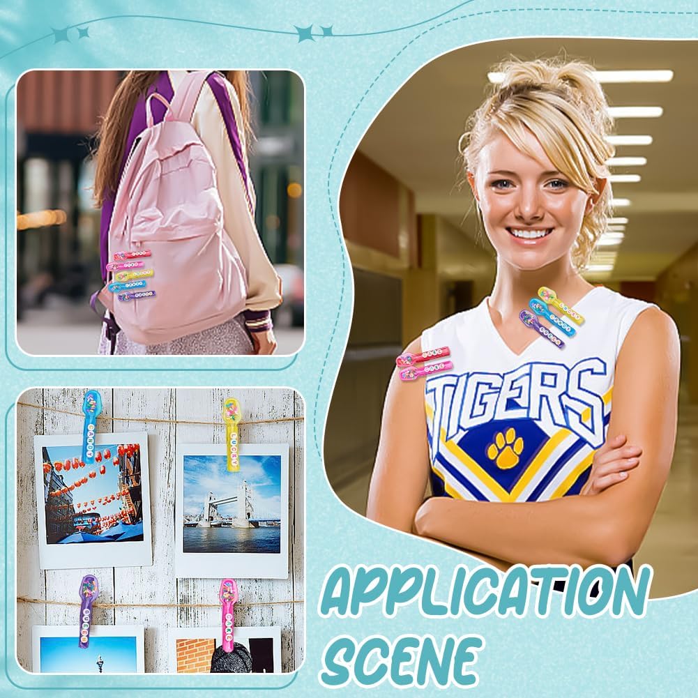 WEBEEDY 80 Sets DIY Spoon Cheer Pins for Backpack Include 80 Wooden Spirit Clips, 80 Mini Spoon Decoration, 80 Letter Beads & Candy Decor for Team Spirit Cheerleading Decor Team Cheer Gift Bulk