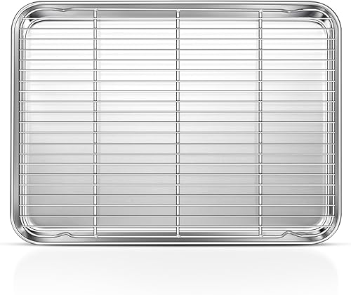 Joyfair - Bandeja para hornear de 19.6 pulgadas con juego de estante, bandeja para galletas de acero inoxidable extra grande con estante de Joyfair - Bandeja para hornear de 19.6 pulgadas con juego de estante, bandeja para galletas de acero inoxidable extra grande con estante de