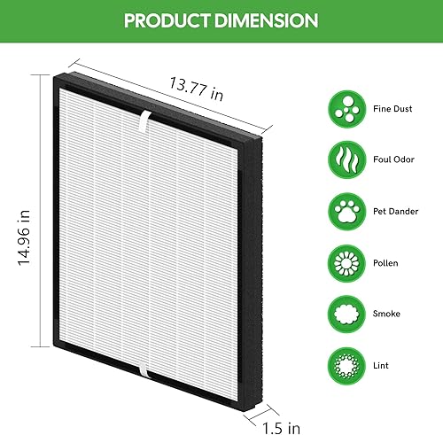 Miniatura 5 de Flt5900 Filtro de repuesto HEPA verdadero j compatible con purificador Guardian AC5900WCA y AC5900WDLX, 1 filtro HEPA verdadero y 4 filtros de