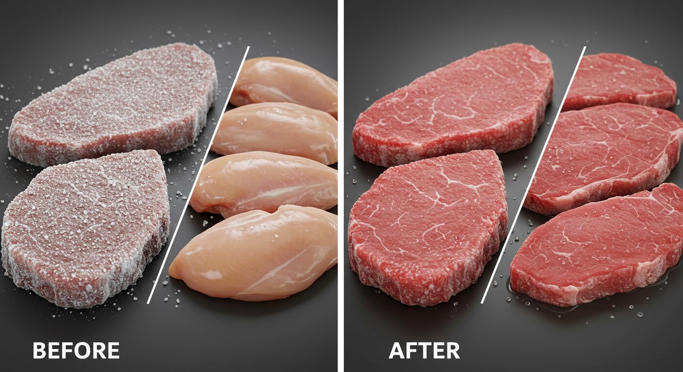 Defrosting Tray for Frozen Meat – 14x8 Inch Flat Aluminum Thawing Board with Cleaning Sponge – Fast and Natural Defrosting – Non-Stick Surface – No Electricity or Microwave Needed