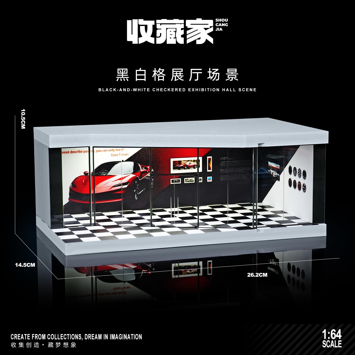 収蔵家　ガレージ　6点セット　1:64 LEDライト付 ガレージ　ショールーム Amazon | 収蔵家 (SHOUCANGJIA) 1/64スケールジオラマシリーズ 展示