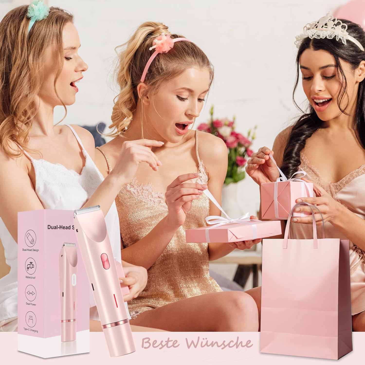 Sianova Bloomshave - 2-In-1 Damen Körperrasierer, Sianova Rasierer, Bikini Skin Trimmer, Ipx7 Wasserdicht, Nass & Trocken Anwendbar, Usb-C Aufladung, Für Intimbereich, Beine & Achseln (Blau)