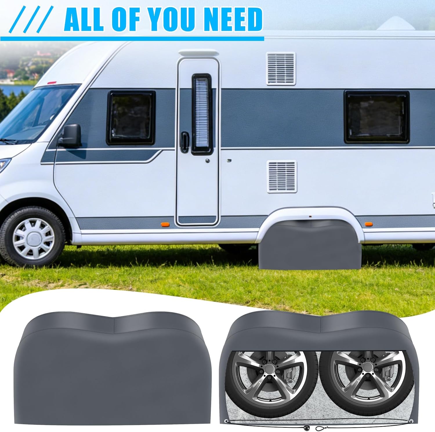RV Tire Covers, Trailer Tire Covers,Waterproof UV Resistant Trailer Wheel Covers for Camper, SUV, Trucks, Universal All-Round Protective Covers fit Tire Diameters 27''-30'',2 Pack(Gray)