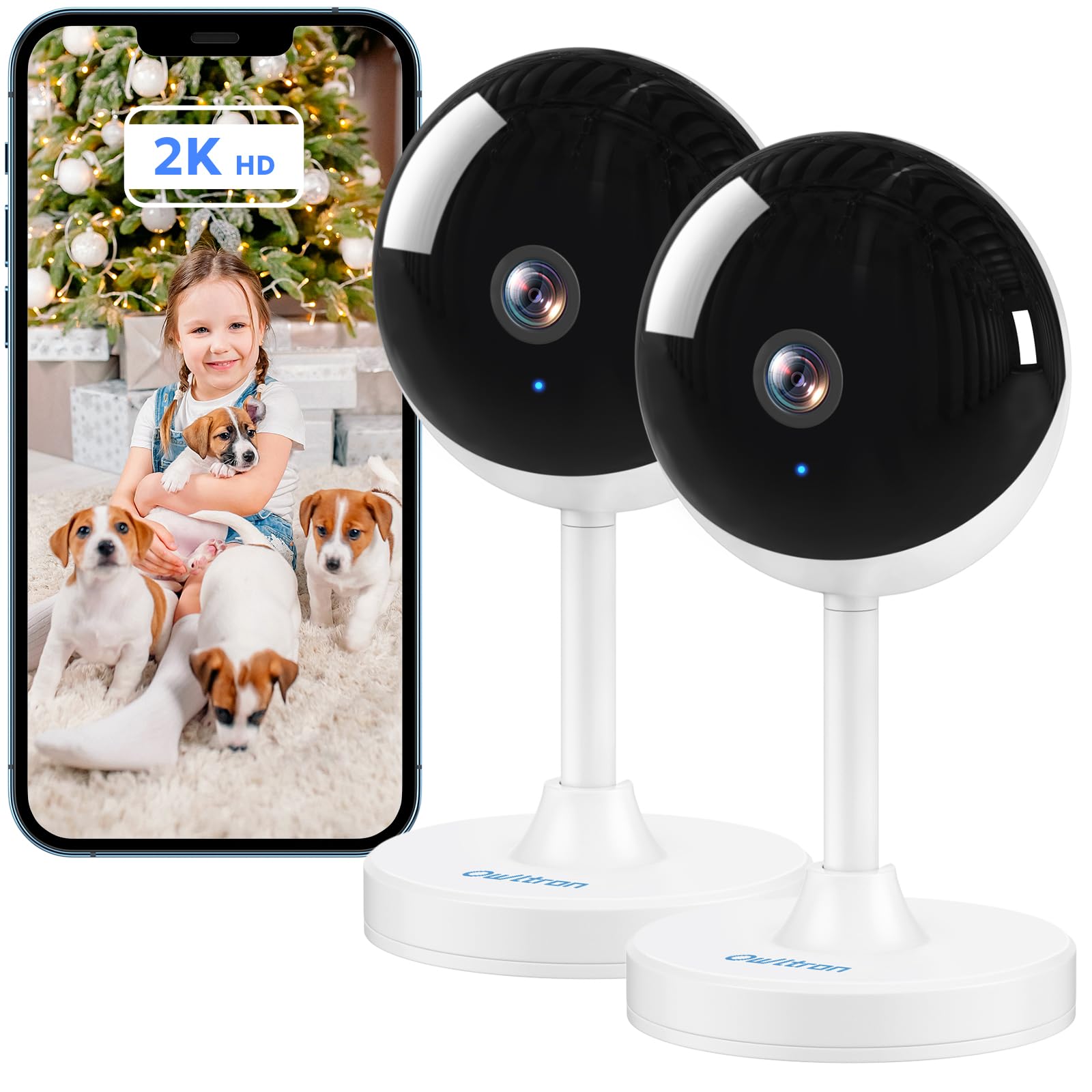 owltron Caméra de sécurité intérieure, caméras de sécurité 2K 3MP pour la sécurité à domicile avec détection de mouvement, caméra pour animaux de compagnie et moniteur de bébé avec vision nocturne
