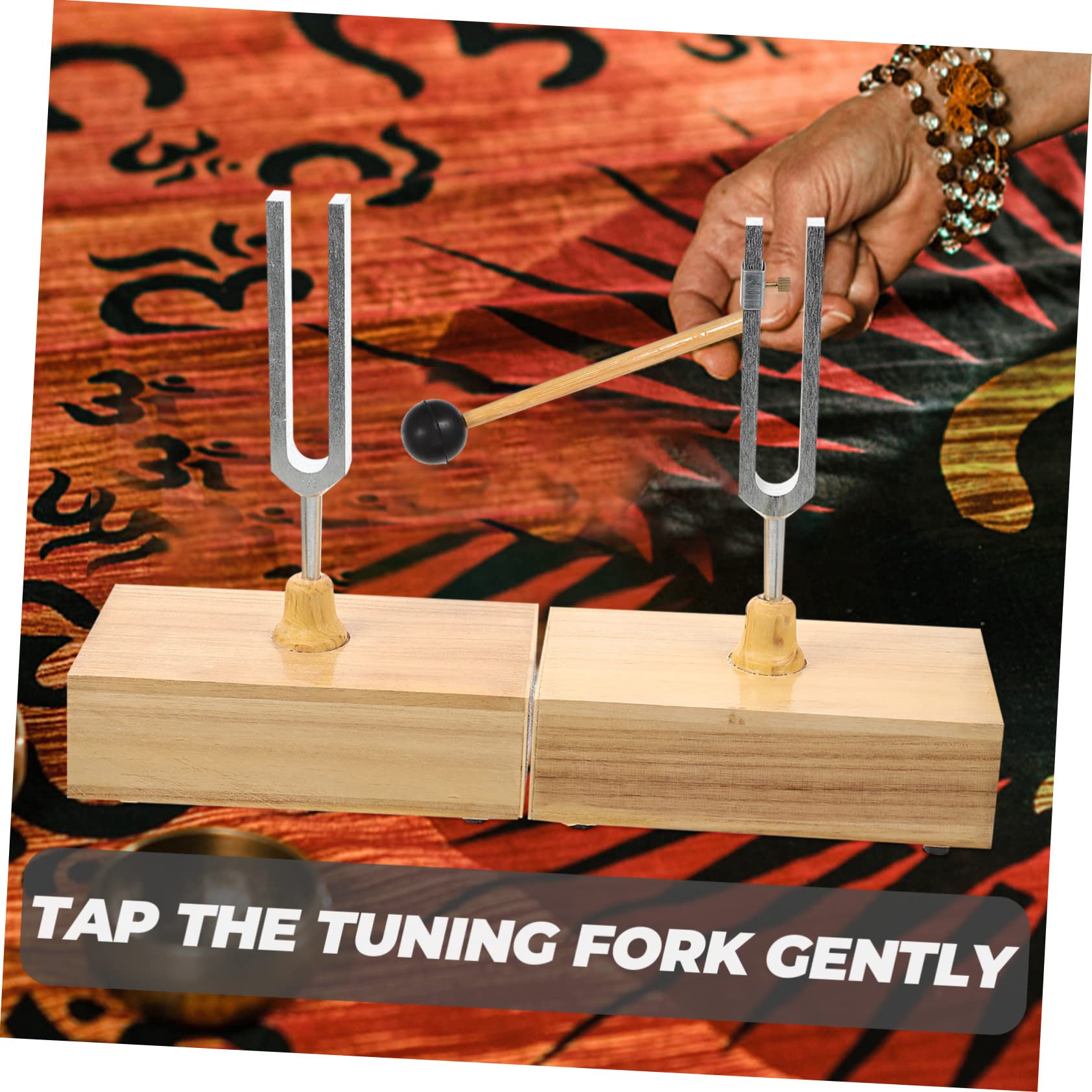 Resonanz Stimmgabel 440hz 1 Satz für Physik und Akustikversuche | Metall und Holz, Hammer Sowie Holzsockel Enthalten, Stabile Platzierung und Klare Tonhöhe