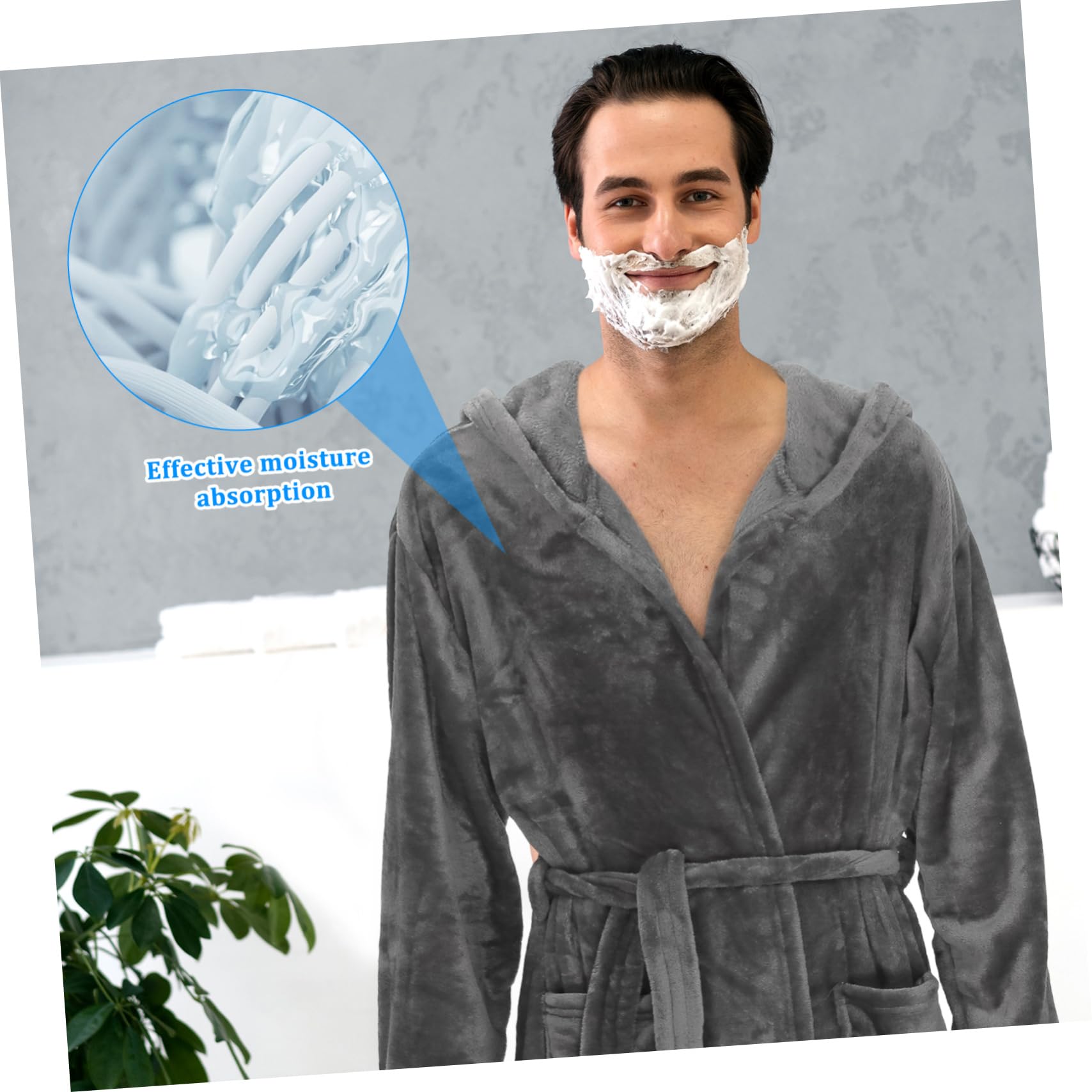 SHERCHPRY Accappatoio Cappuccio Poliestere Resistente e Leggero con Tasche Spaziose per Casa Spa Dormitorio