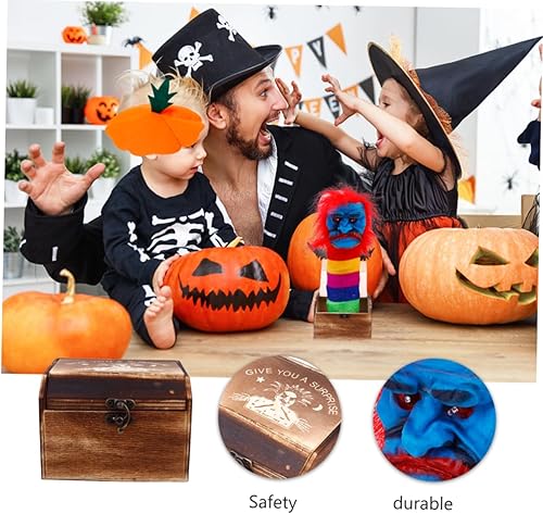 Miniatura 3 de ibasenice Regalos de bruja para mujeres, caja de madera sobresaltada, juguetes de madera, bromas y bromas prácticas, bromas impactantes, payaso de