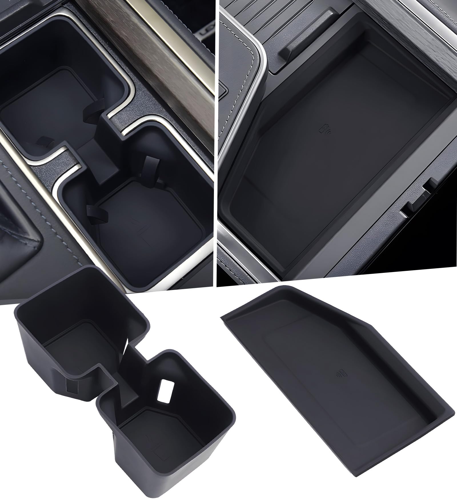 Cup Holder Insert &amp; Wireless Charging Protective Mats for Lexus GX550 2027 2026 2025 2024, Interior Accessories Silicone Cup Holder &amp; Wireless Charger Cover Pad for 2024-2027 GX 550, Black
