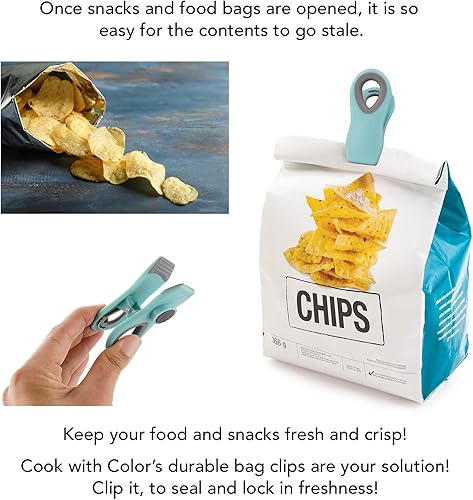 Miniatura 98 de COOK WITH COLOR Clips para bolsas con imán, clips para alimentos, clips para chips, clips para bolsas para almacenamiento de alimentos con agarre