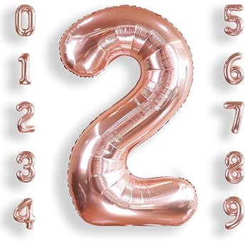 AULE Balloon Number 2 Rose Gold XXL 101 cm Numbers Foil Balloon Birthday Rose Gold 2 Years Helium Balloon Rose Gold Number Balloon for Anniversary Decoration