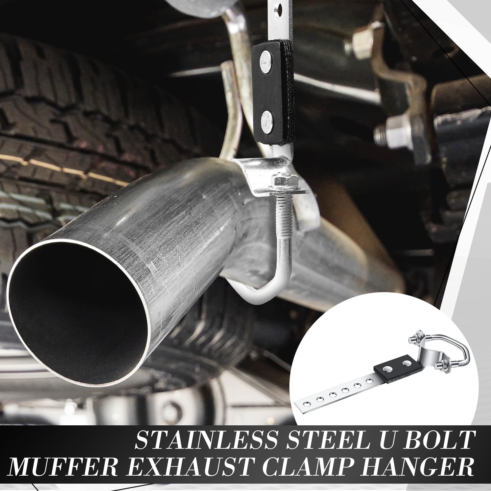 Geetery 2 Pcs Exhaust Hangers Muffler Hanger Swivel Tail Pipe Universal Exhaust Tailpipe Hanger Heavy Duty Tailpipe Muffler Bracket Flexible Swivel (Oe Style,Silver)