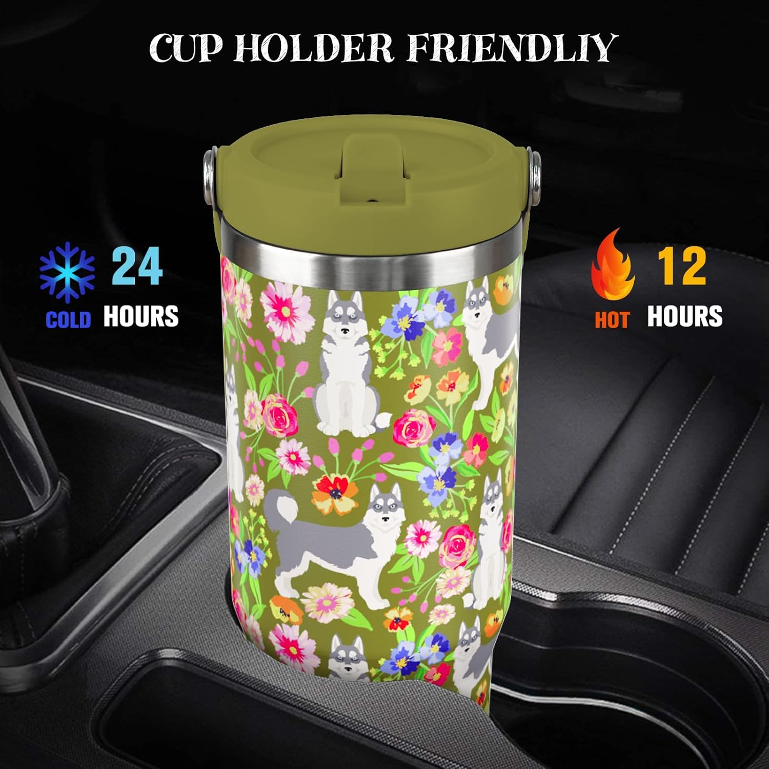 30 oz Husky Tumbler with Lid, Insulated Coffee Travel Mugs Cup Water Bottle Dog Gifts for Women Girls - Image 7