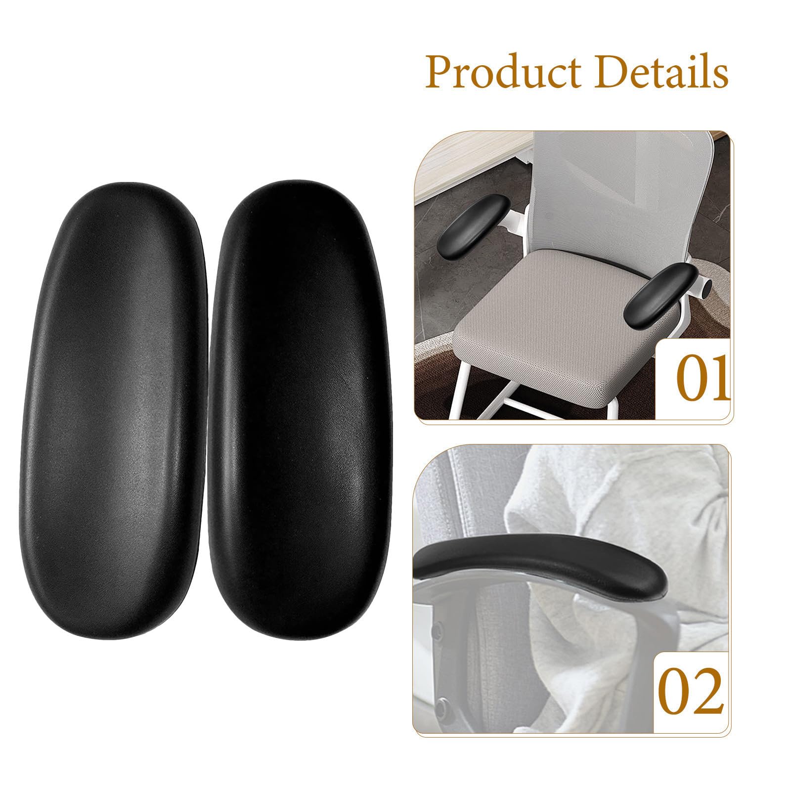 WOONEKY 4 Piezas Reposabrazos Compatible con Espacio de Montaje de 10 Cm para Silla de Oficina con Diseño Ergonómico y Fácil Instalación, Material de Poliuretano PU Negro Adecuado
