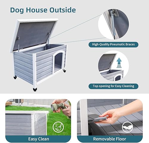 Miniatura 3 de Petsfit - casetas cuchas de madera para perros pequeños, medianos y perros grandes, resistente a la intemperie para perros, con patas elevadas.