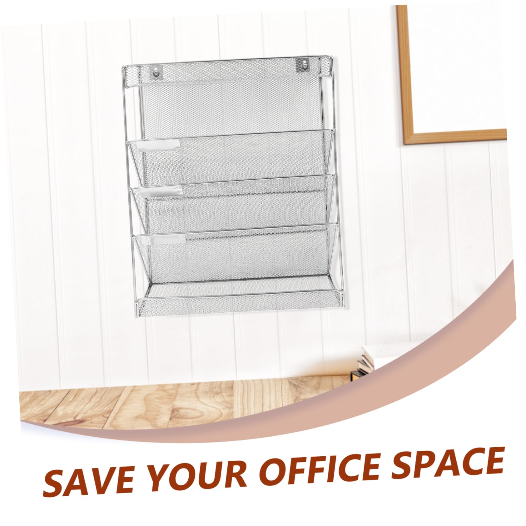1zestaw Organizer Ścienny Do Biura Wielowarstwowy Uchwyt Akta Metalowy Organizer Dokumenty Oszczędność Miejsca Nowoczesny Design z Hakami Bez Śladów